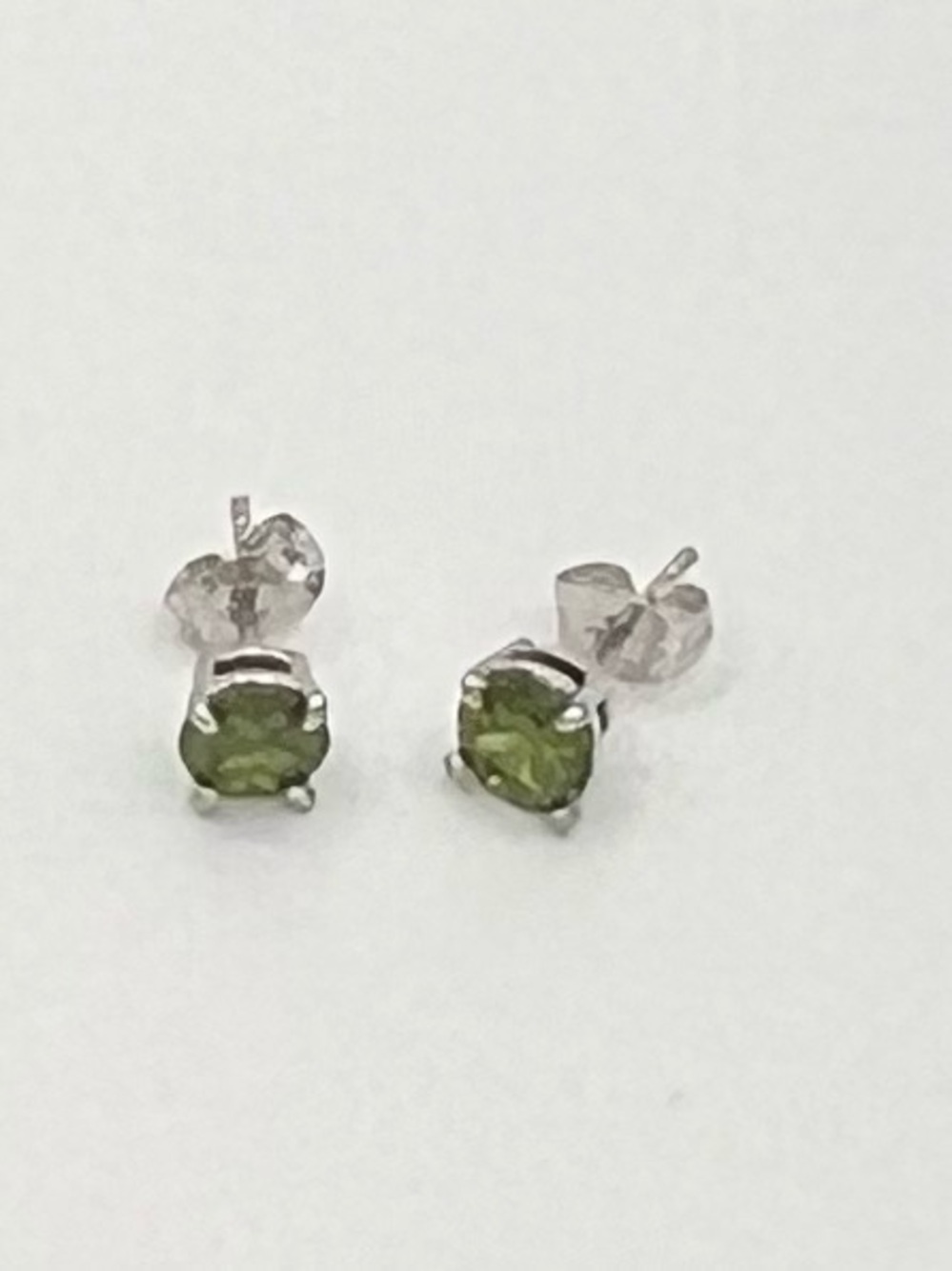 Sterling Silver Genuine Peridot Round Stud Earrings